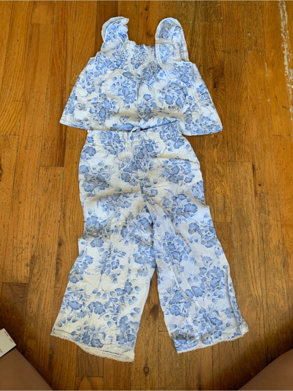 Polo by Ralph Lauren Blue & White Floral Tank Jumpsuit